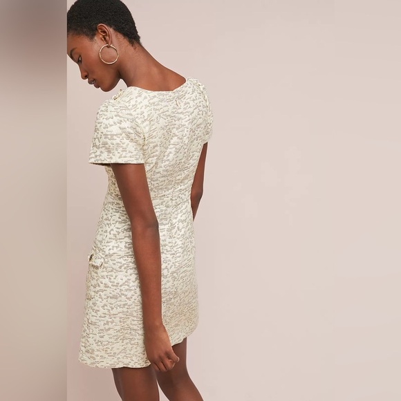 Moulinette Soeurs x Anthropologie April Textured-Jacquard Gold Dress Size 2 - Picture 2 of 16